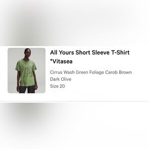 Lululemon Vitasea All Yours Short Sleeve Shirt